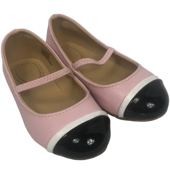 Janie and Jack Pink Ballet Flats with Black Patent Cap Toe size 7 - Picture 12 of 14